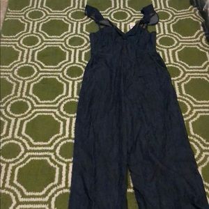 Denim Flutter Sleeve Express Jumpsuit